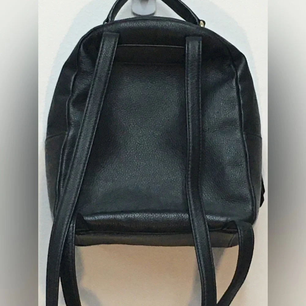 Kate Spade Cow Leather Zipper Backpack Black Gold Classic Preppy - Picture 7 of 15